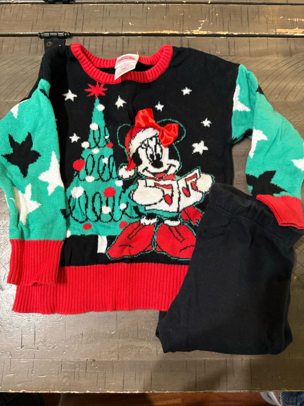 Disney Minnie Mouse Holiday Kids Matching Set in Black, Teal & Red